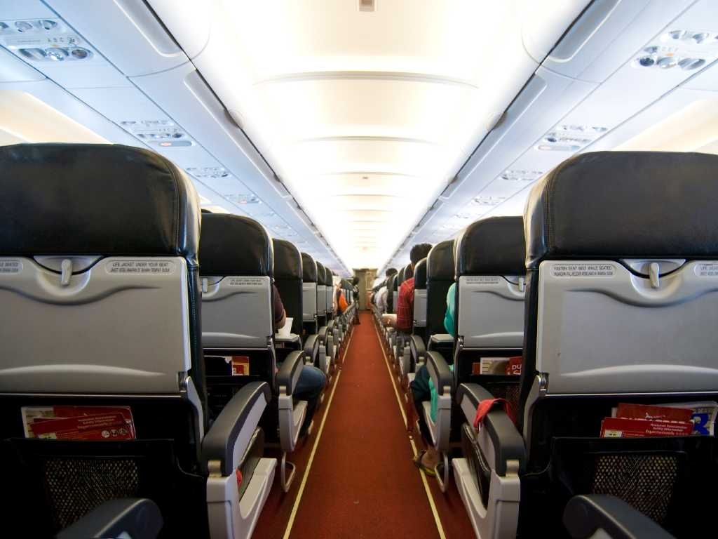 image of airline interior in economy class