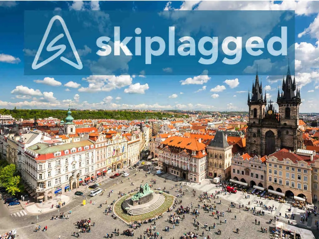 Prague with Skiplagged logo 