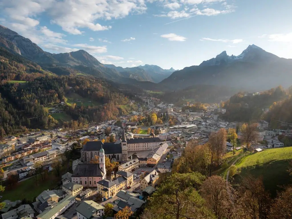 view over valley and town in Bavaria, Germany